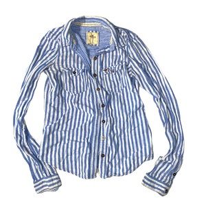 Hollister Striped Button Down Oxford Long Sleeve Small